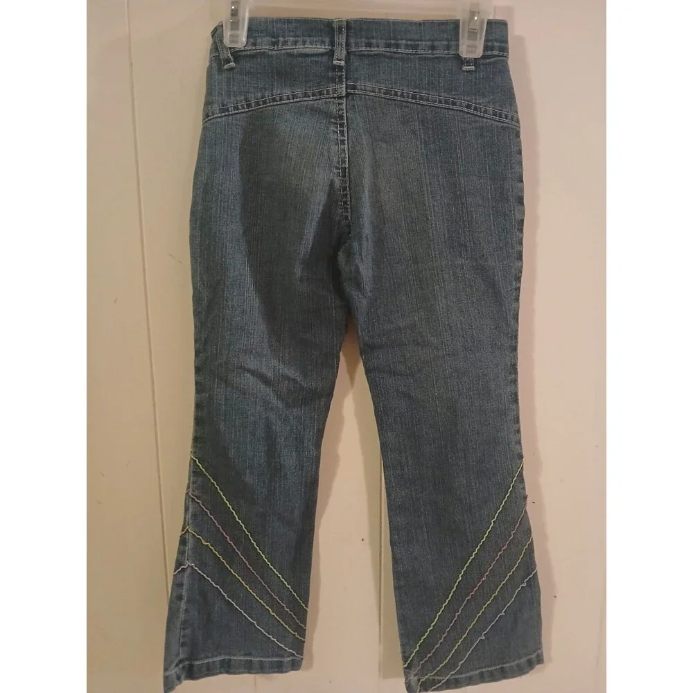 S.W.A.K. Girls Jeans Size 8 Heart Pockets Embroidered Retro Y2K - Picture 2 of 10